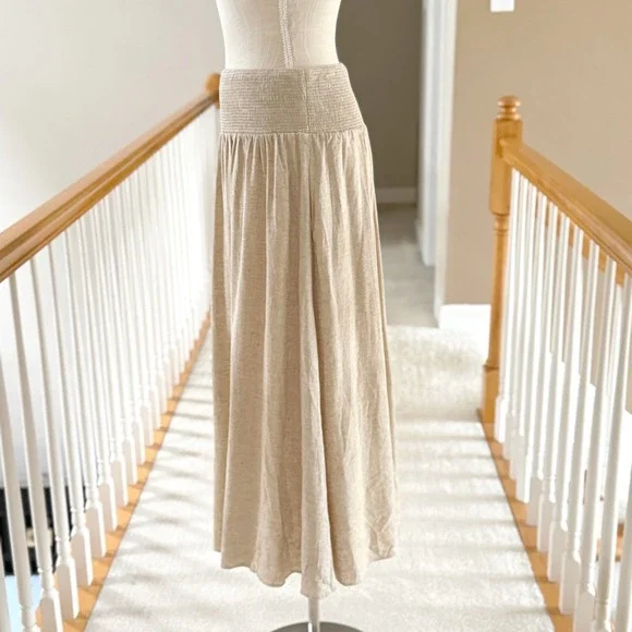 OGL Move European Linen Skirt Smocked Waist With Pockets Size S - Picture 5 of 13